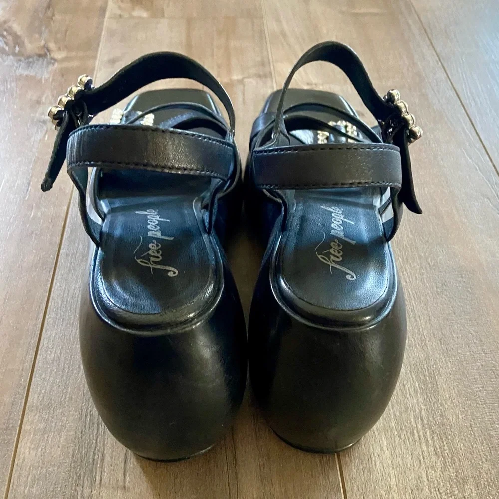 Free People Brooklyn Ankle Strap Platform Sandal in Black